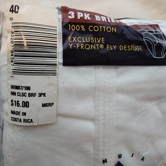 VINTAGE JOCKEY NOS 9007 Classic Briefs 3 Pack Size 40 Y - Front Fly Design - Picture 2 of 5